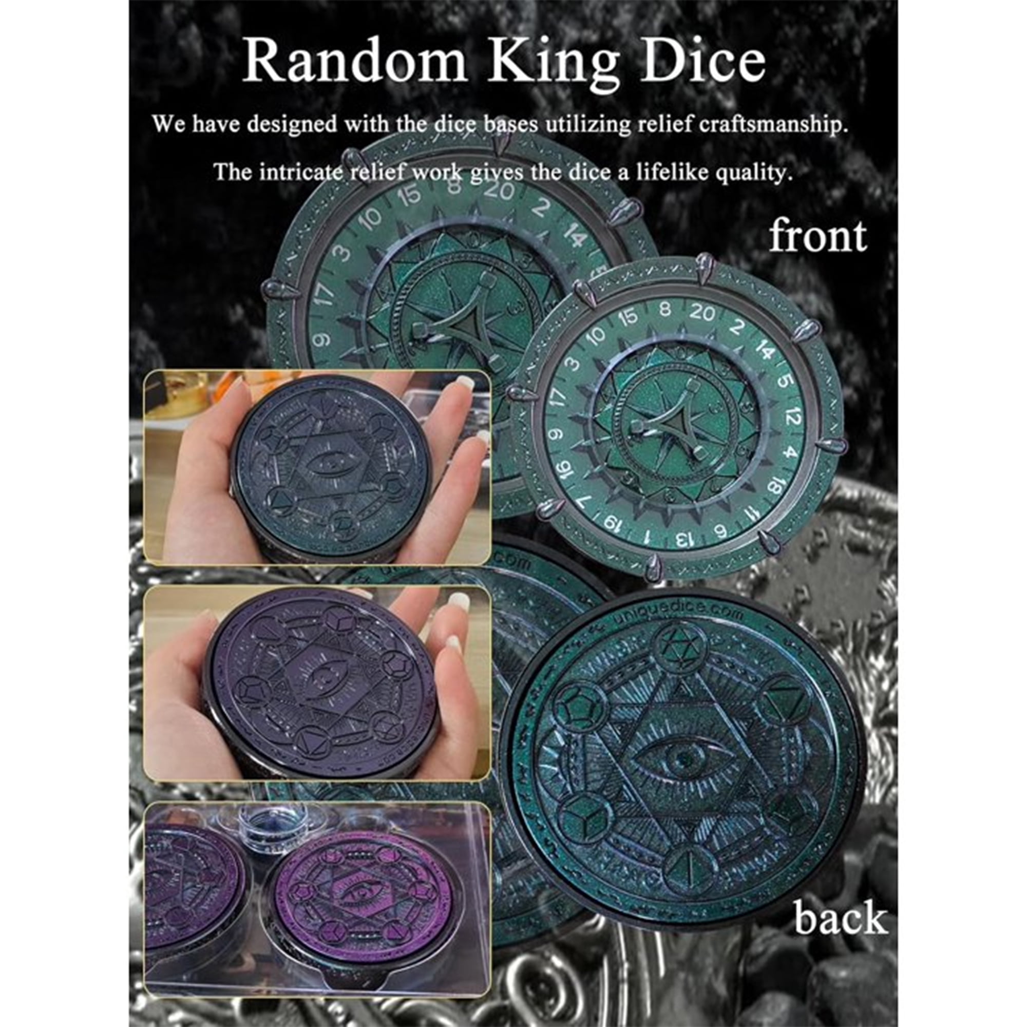 Random King Metal DND Dice Spinner for Pathfinder MTG RPG Board Games,Adult