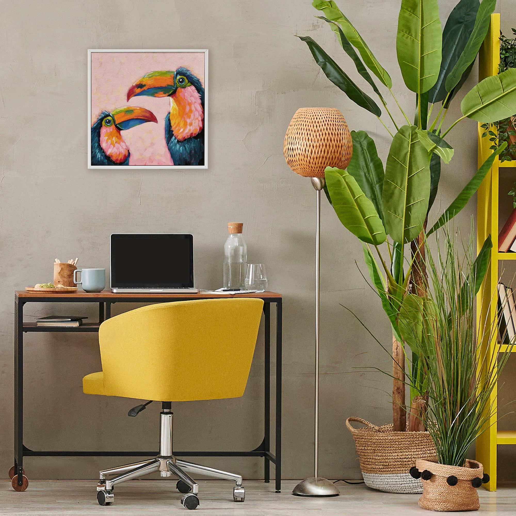 Stupell Industries Tropical Toucan Paradise White Framed Giclee Art, design by Lucia Stewart