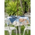 thumbnail image 3 of Outdoor Tablecloth with Umbrella Hole for Patio/Picnic/Party/Camping, Blue Ocean Waterproof Table Cloth Round Cover Washable, Summer Marine Shells Couch Starfish Beach Watercolor (Dia 54"), 3 of 8