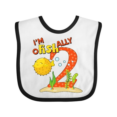 

Inktastic I m O-Fish-Ally Two- Cute Puffer Fish Second Birthday Gift Baby Boy or Baby Girl Bib