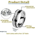 thumbnail image 2 of 18K Gold Plated Roman Numeral Cubic Zirconia Ring for Women, Square CZ Gold Rings for Men, Spinner Silver Mens Rings Stainless Steel Size 5-13, 2 of 5