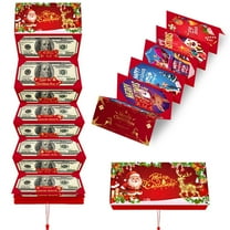1PC Christmas Money Envelope for Cash, 10 Slots Booklet, Holiday Money Card Holder Tassels, Surprise Christmas Xmas Gift Card Holder for Santa Cash Supplies