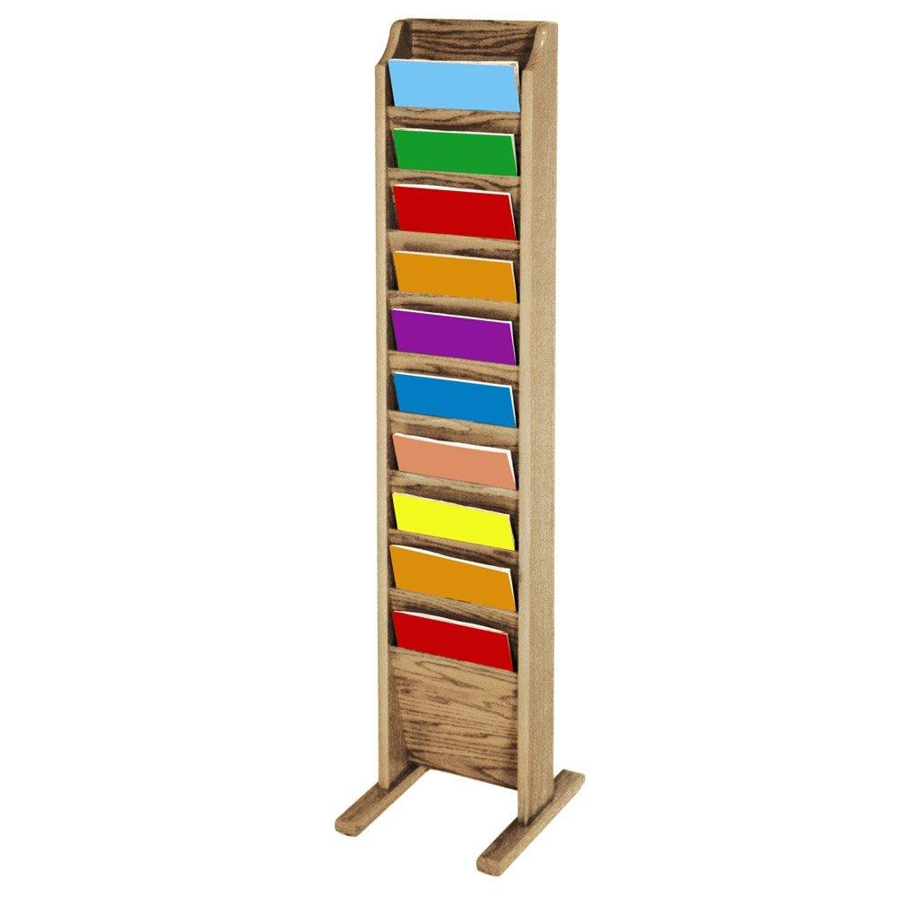 wooden mallet 10pocket cascade freestanding magazine rack, light oak
