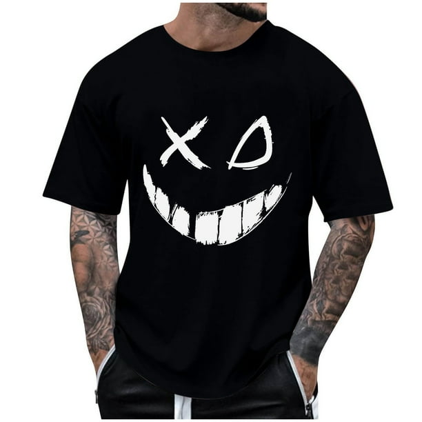 Camisetas de Cuello de la Tripulación de los Hombres de Poliéster Impreso en Seco Rápido, Cuello Redondo de Corte 3D para Gimnasio, Carrera, Ciclismo Y Ocasional