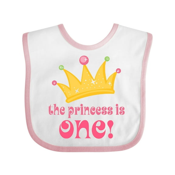 Inktastic Cute Princess is One 1st Birthday Girls Baby Bib