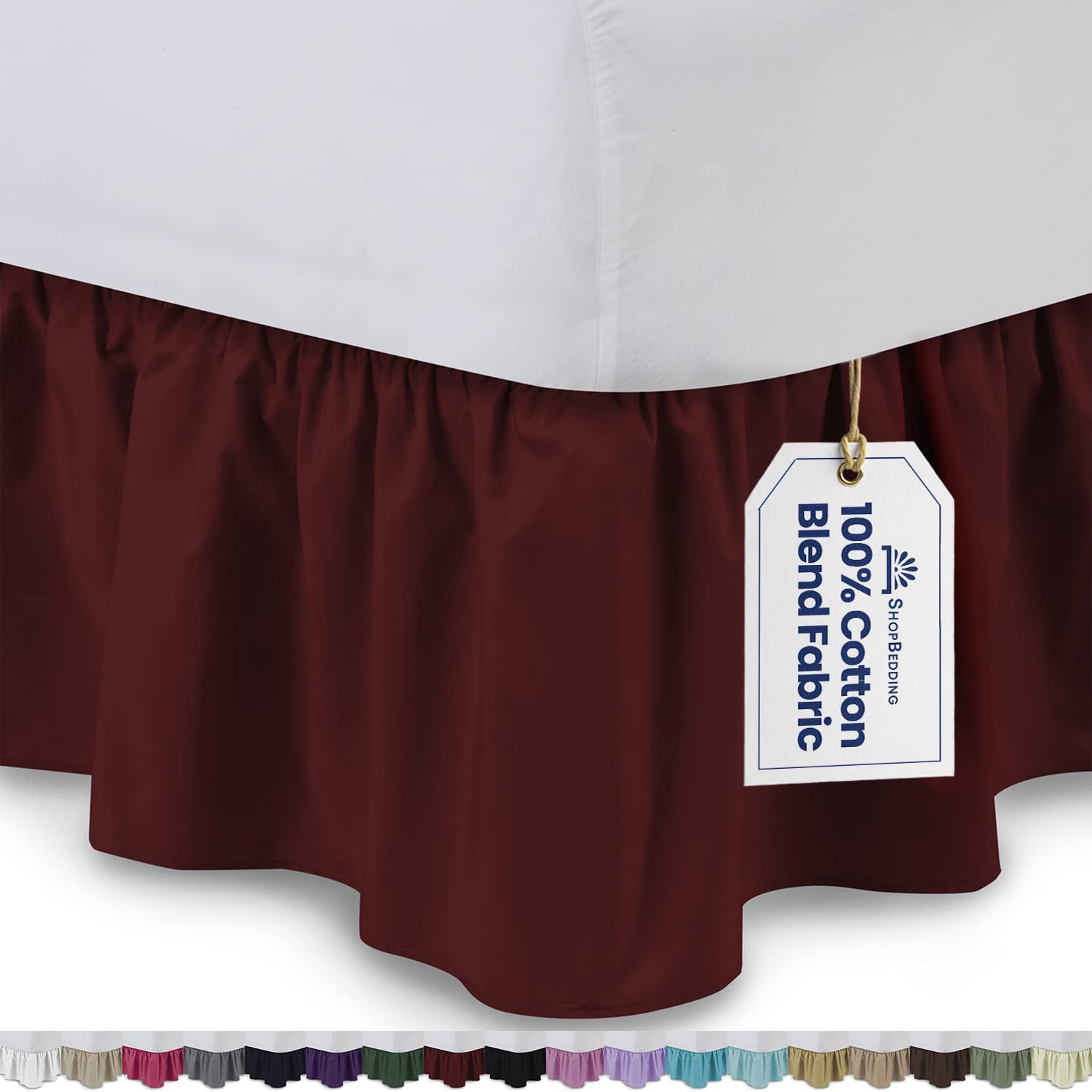 TWIN EXTRA LONG SIZE BED SKIRT DUST RUFFLE BURGUNDY 