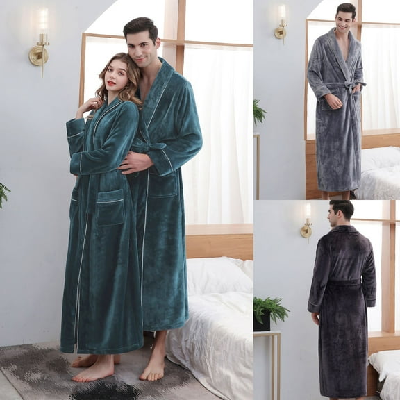 Kakina CMSX Womens Pajamas Sets Clearance Autumn And Winter Thickening And Lengthening Flannel Warmth Beibei Fleece Men's And Women's Pajamas Bathrobe