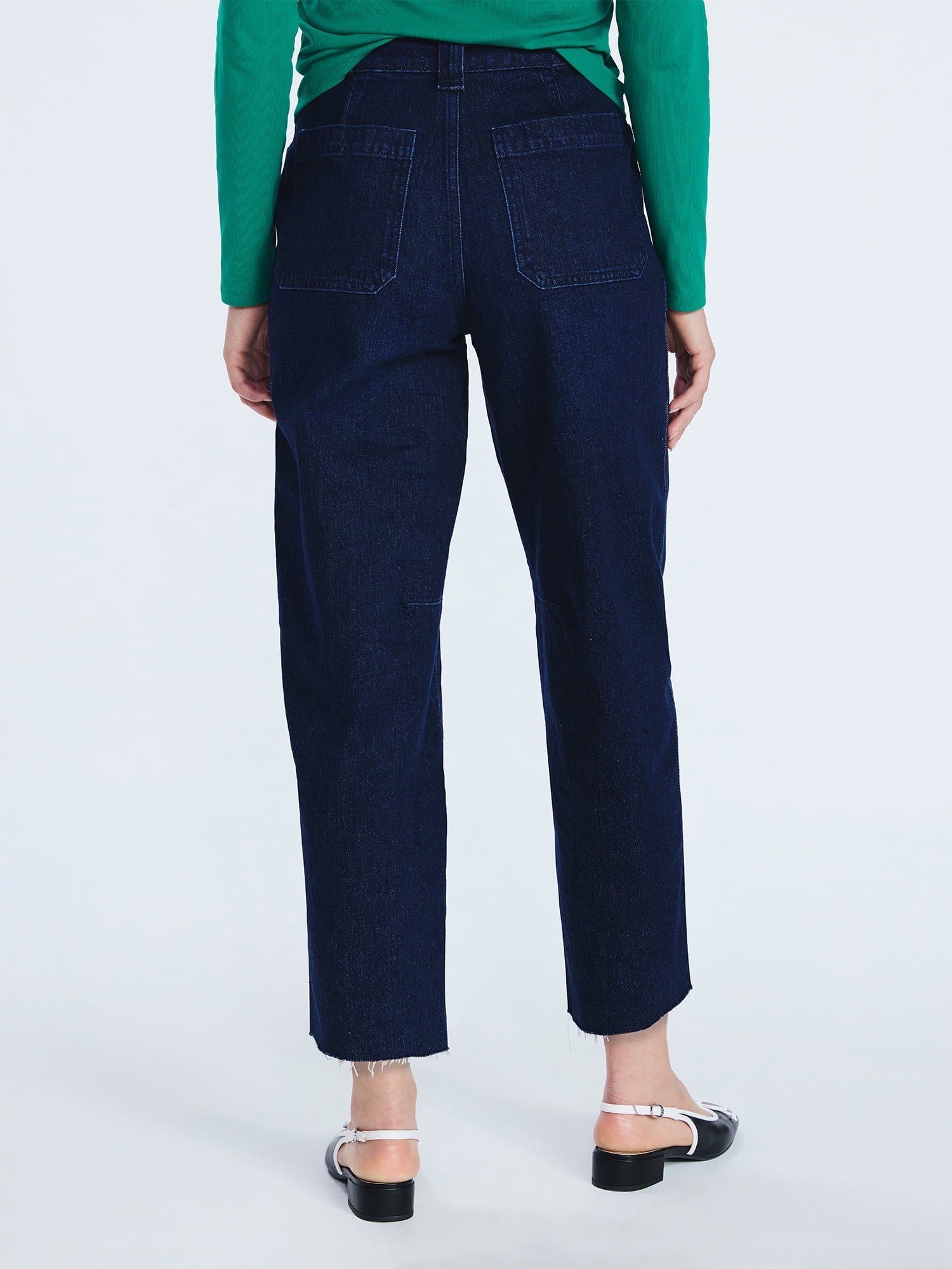 Free Assembly Women's Cropped Carpenter Barrel Jeans, 27" Inseam, Sizes 0-20