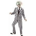 NEWCE Halloween COS Costume Beetlejuice Archmage Movie Cosplay Striped Suit Red Skirt