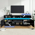 thumbnail image 3 of ChVans LED TV Stand for up to 80" TVs with Power Outlet, Modern Tall Entertainment Center with Storage, High Gloss Gaming TV Media Console with 2 Storage Cabinets for Living Room, Bed Room, 3 of 7