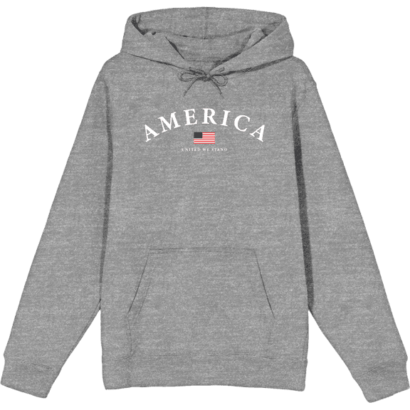 Americana American Flag Heather Gray Adult Long Sleeve Hoodie-Medium
