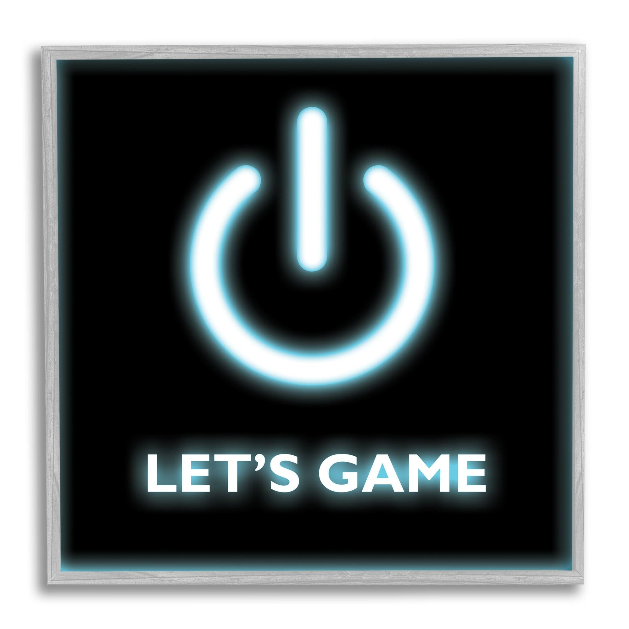 Stupell Industries Let's Game Power Button Symbol Gamer Text, 24 x 24, Design by Masey St. Studios