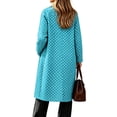 thumbnail image 4 of Hzzrkos Women's Polka Dot Long Coat, Lapel Collar Button Front Long Sleeve Casual Overcoat, Printed Lightweight Outerwear for Everyday Wear and Layering, 4 of 5