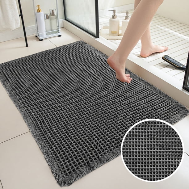 Fiudx Alfombrilla de Baño Gruesa, Felpa Superabsorbente, Antideslizante, Suave y Cómoda, Ideal para Baño y Dormitorio, Fácil de Lavar, 61 X 43 Cm.