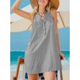 thumbnail image 4 of Vestido CUPSHE para mujer, cuello en V, cuello en V, sin mangas, a rayas, azul marino, XS, 4 of 7