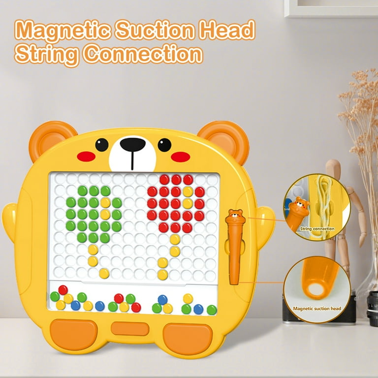 Breadeep Magnetic Drawing Board Toy Doodle Board with Magnetic Beads and Pen Magnetic Dot Art Montessori Learning Preschool Toy for Toddlers Travel