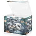thumbnail image 2 of WOBOGO Cute Gray Lhasa Apso Dogs Large Collapsible Storage Box Flip Lid Fabric Decorative Organizer Container Basket with Handles 16.5×12.6×11.8in, 2 of 7