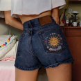thumbnail image 4 of Womens High Waist Embroidered Denim Shorts & Sun XL, 4 of 6