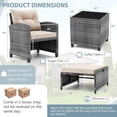 thumbnail image 3 of 5 Pieces Patio Furniture Set with Ottoman, Wicker Conversation Set Rattan Chairs w/Cushions, Glass Coffee Table, Outdoor Lounger Bistro Set for Porch Balcony Garden Deck Poolside (Beige), 3 of 7