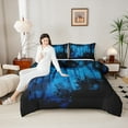 thumbnail image 4 of Feelyou Black Blue Pine Tree Bedding Comforter Set, Jungle Plant Botanical Twin Comforter Sets, Nature Scenery Print Reversible Bedding Set, Lightweight Room Decor, 2 Pieces, 4 of 8