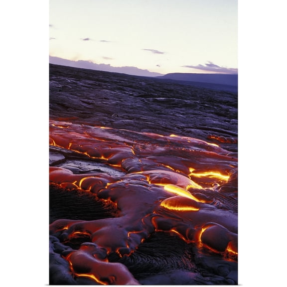 Great BIG Canvas | "Hawaii Lava Flow at Hawaii Volcano National Park, Big Island" Art Print - 16x24