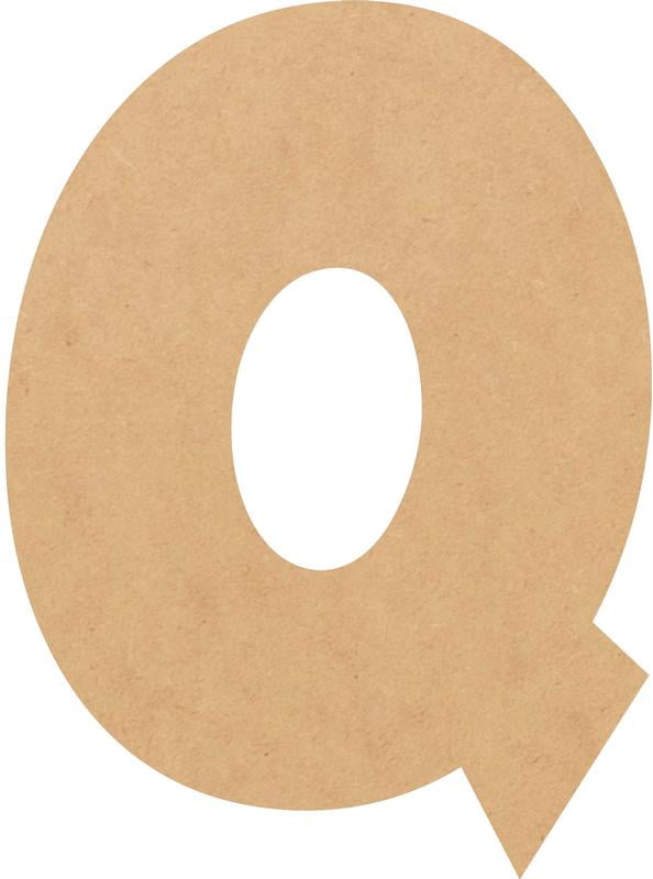 Unfinished Bold Wood Letter Q, Craft Alphabet 3'' Tall MDF Wall Décor, Superboom Font