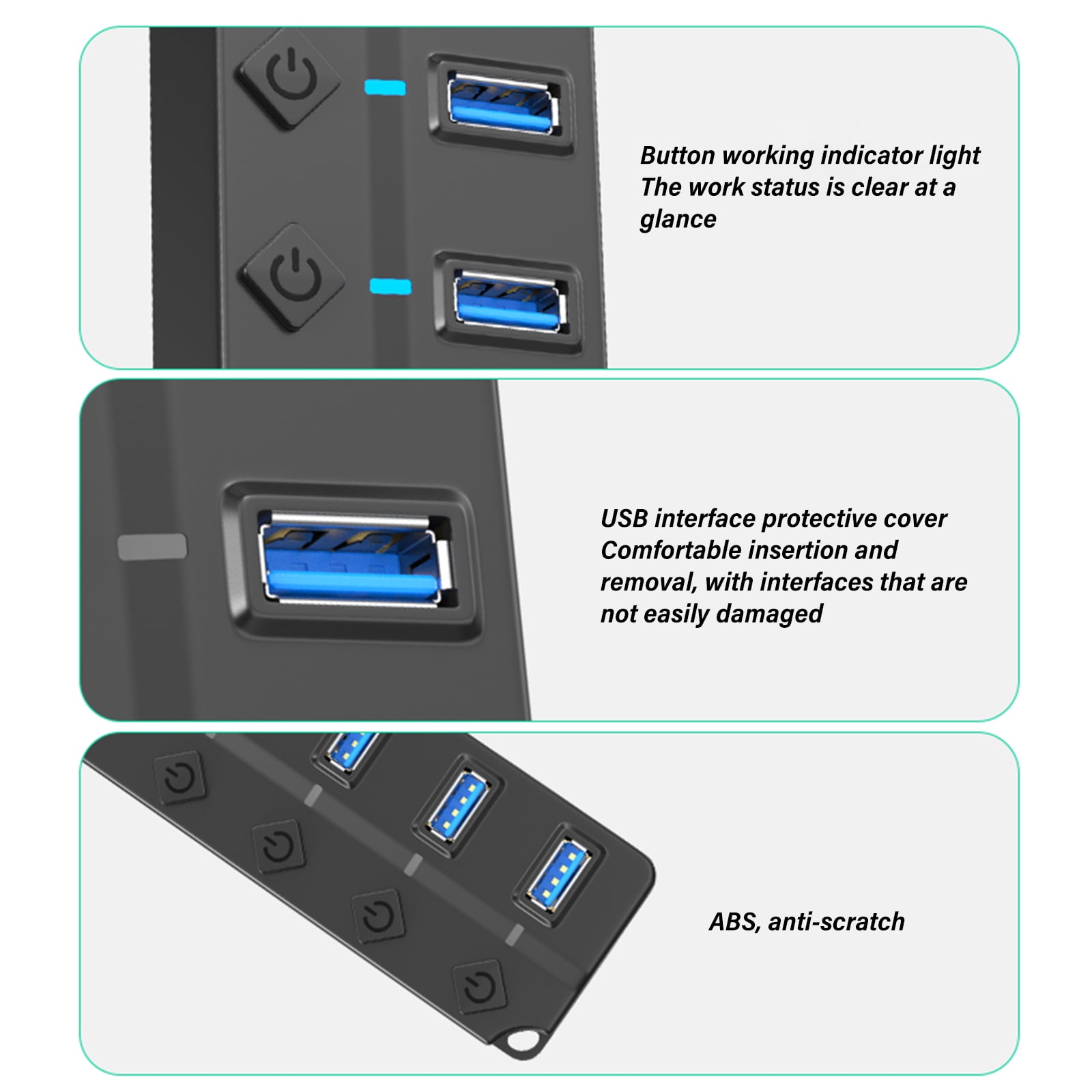 Highly Speed 7/4 Port USB 2.0 Hubs USB Splitter Individual Power Switches LED Indicators For Laptop MultiSplitter