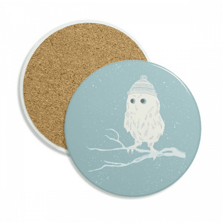 

Freehand Sketch Owl Head Coaster Cup Mug Tabletop Protection Absorbent Stone