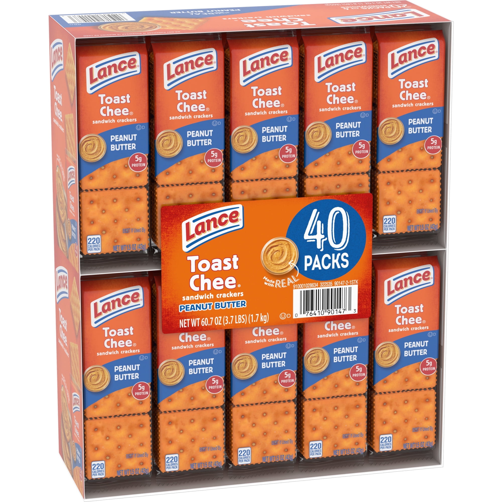 Product of Lance Toast Chee Peanut Butter and Cheese Crackers, 40 pk./1.5 oz.