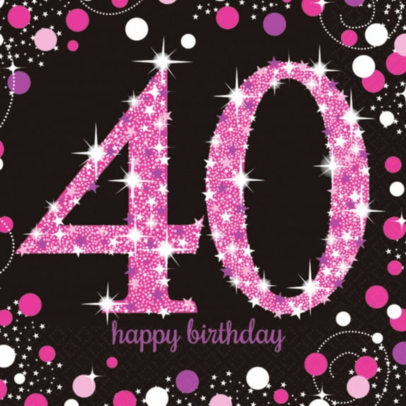 Amscan Sparkling Celebration Happy 40th Birthday Napkins (Pack of 16)
