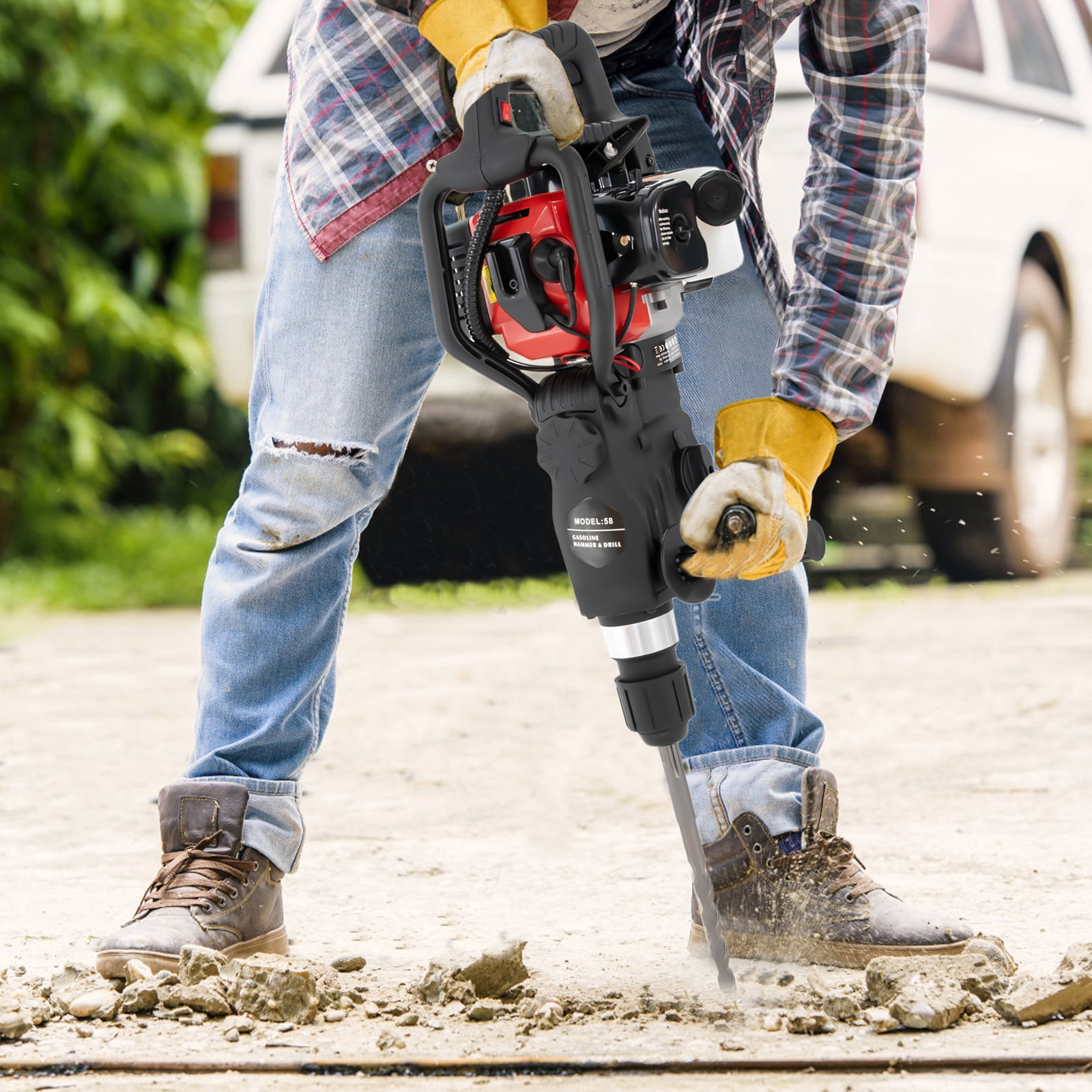 Griptix 3-in-1 Concrete Tool, 1200W, 32.7CC, Hammer, Drill & Pick Functions