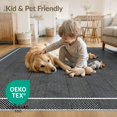 thumbnail image 4 of ODIKA 6'x9' Washable Area Rug Interlocking Minimalist Frame Striped Border Herringbone Farmhouse Refined for Family Room, Living Room, Master Bedroom, Non-Slip, Easy Care, 4 of 7