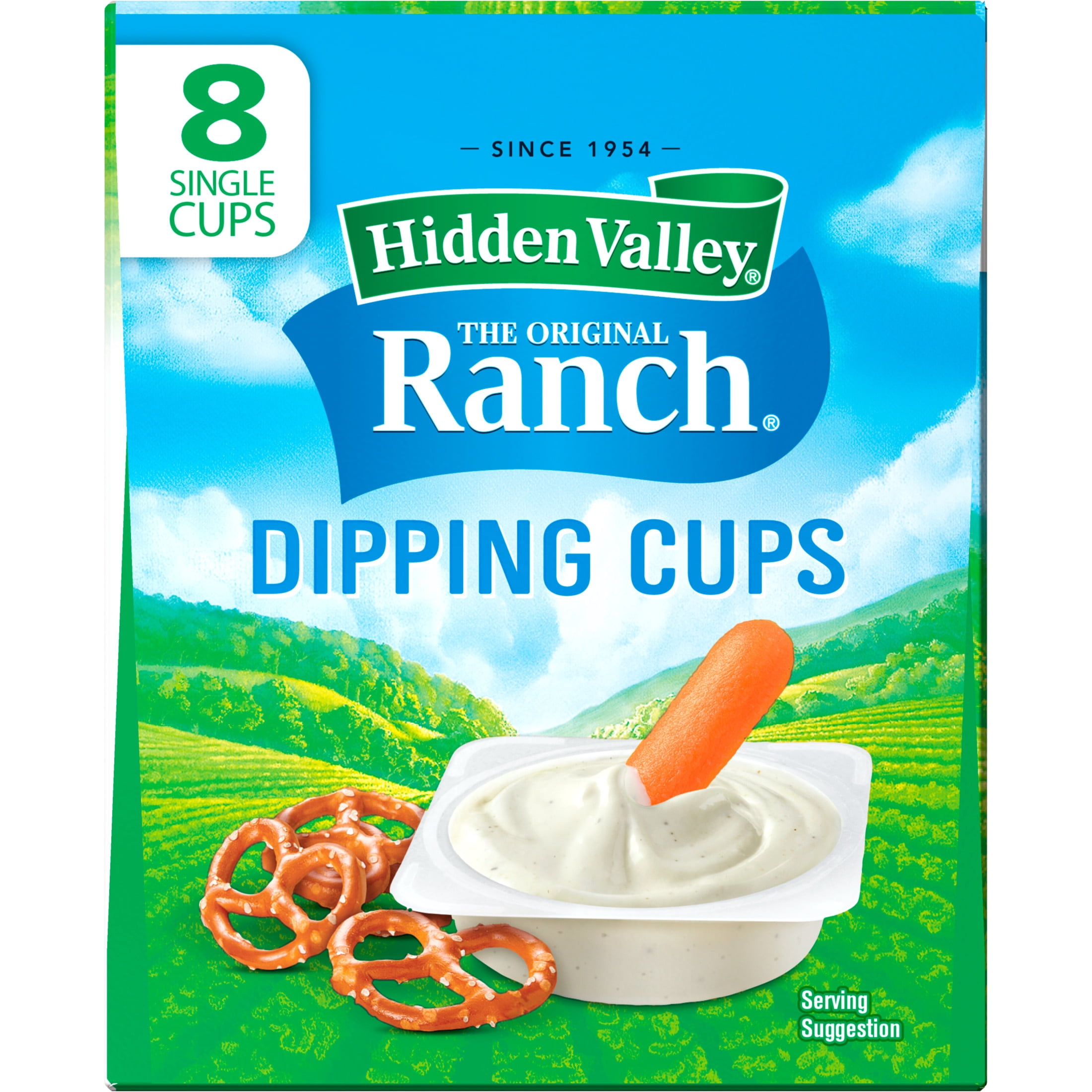 (8 Pack) Hidden Valley Ranch Dip Sauce Salad Dressing, Condiment & Topping, 1.5 fl oz To-Go Cups