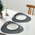 thumbnail image 5 of Dark Gray Faux Leather Triangle Water Drop Placemat, Waterproof Oil Proof Heat Resistant, 5 of 5