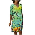 thumbnail image 2 of Robes pour Femmes 2024 Été Surdimensionnée Décontractée Ample Coton Lin Manches Courtes Col Rond Robe Manches Courtes Col Rond Robe Rabais de 50 % Liquidation!, 2 of 5