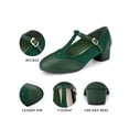 thumbnail image 3 of BLISSFUL STEP T-Strap Mary Janes for Women Ankle Strap Block Heels Pumps - Perfect for Parties and Cosplay Dark Green 9, 3 of 8