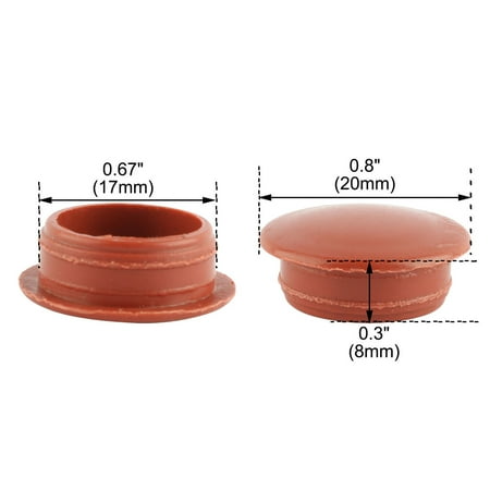 Unique Bargains 20 Pcs Antislip Plastic Round 16mm Dia Chair Foot Cover Table Furniture Leg Protector Burgundy