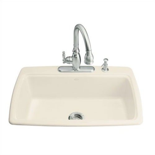 Kohler K5863447 Cape Dory Top Mount CastIron 33 in. 4Hole Single