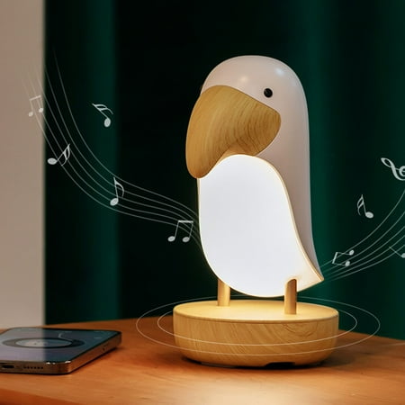 

Suiluo Wooden Night Light Usb Rechargeable Dual Purpose Light Bedroom Warm Reminder Light With Bluetooth