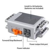 16pcs Power Functions Motor Set - Compatible with Lego, Assembled Building Block Kit for STEM, Control Function for MOC Bricks