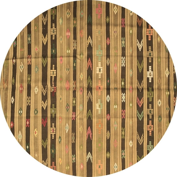 Ahgly Company Indoor Round Southwestern Brown Country Area Rugs, 6' Round