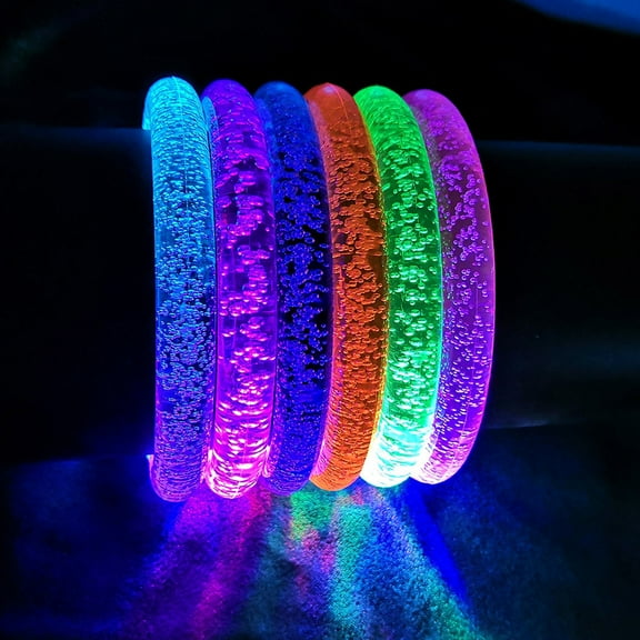 CREATITOY 6 Pack LED Glow Bracelets for Parties & Concerts – Light Up Adjustable Wristbands with 8-10 Hour Brightness | Colorful Glowing Party Supplies for Birthdays, Night Events