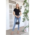 thumbnail image 3 of Vafful Bodysuits for Women Short Sleeve Going Out Outfits Shirts Body Suits Ribbed Knit Slim Fitted Button Down Tops Black S, 3 of 7