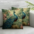 thumbnail image 3 of MLJA  Chinoiserie Pillowcase Turquoise Coral Peacock Pillow Case Pillow Cover Rustic Square Couch Sofa Cushion Covers for Sofa Couch Living Room Car, 3 of 5