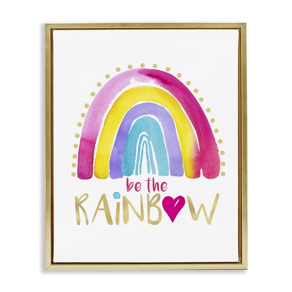 Stupell Industries Contemporary Be The Rainbow Pattern Gold Floating Frame Canvas Art, 17 x 21, by Enya Todd