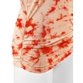 thumbnail image 3 of Made by Johnny Women's V-Neck Short Sleeve Tie Dye Shirring Dolman Top S WHITE_CORAL, 3 of 6