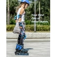 thumbnail image 3 of 2PM SPORTS Vinal Girls Adjustable Inline Skates with Light up Wheels Beginner Skates Fun Illuminating Roller Skates for Kids Boys and Ladies - Blue Medium(1Y-4Y US), 3 of 7
