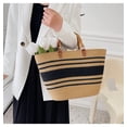 thumbnail image 4 of Xiao Hua Bolso de hombro tejido para mujer, bolso de mano tejido y neceser, elegante bolso de mano tejido para playa de verano, 44 x 9 x 28 cm (B), 4 of 5
