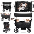 thumbnail image 5 of Wagon Stroller for 4 Kids-Toddler with 5-Point Harness,Adjustable Handle Bar and Canopy,Footwells,Tray Table,Cup Holder, 5 of 11