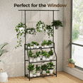 thumbnail image 5 of Bamworld Tall Plant Stand Indoor Outdoor, Heavy Duty Metal 3 Tiered Hanging Plant Shelf for Multiple Flower Planter Holder Tall Large Rack for Living Room Garden Balcony, Black, 5 of 6